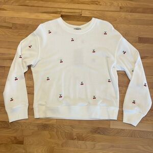 Rails Ramona Ivory Cherry Embroidery Sweatshirt Size Medium